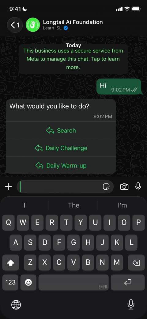 A sign delivered in a WhatsApp chat